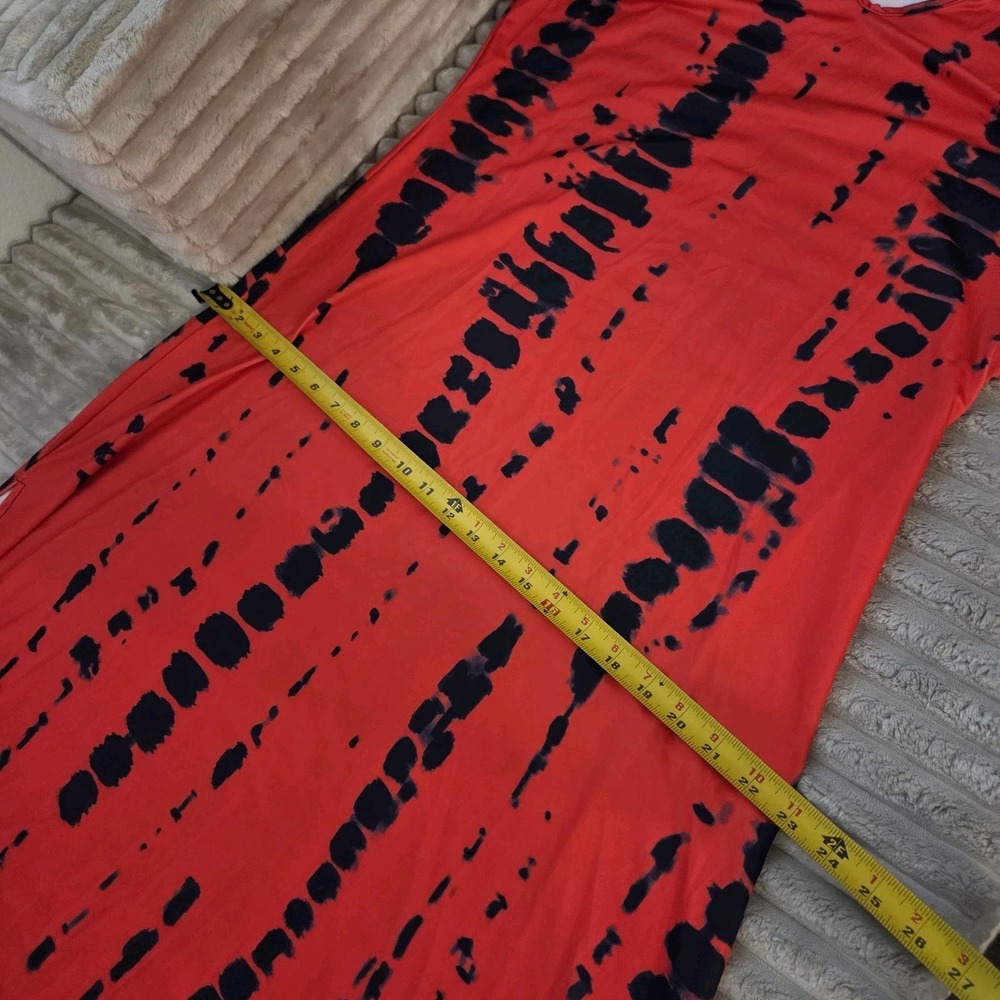 Womens XL Red Black Abstract Pattern Maxi Dress Sleeveless V-Neck Long - Picture 8 of 10